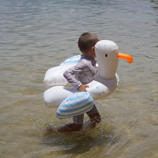 Sunnylife Sammy the Seagull tengerészkék csíkos hátul nyitott gyerek úszógumi