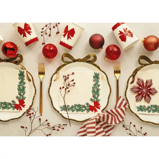 Masnis papírtányér szett, bézs, arany színben, elegáns ünnepi parti kiegészítő gyerekeknek, 6 db, 24x26,8 cm