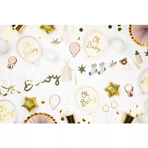 PartyDeco pasztell babaváró baby shower papírtányér szett